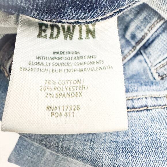 Edwin Elin Crop Straight Light Wash Denim Jeans Zip Fly Size 29 - Picture 7 of 8
